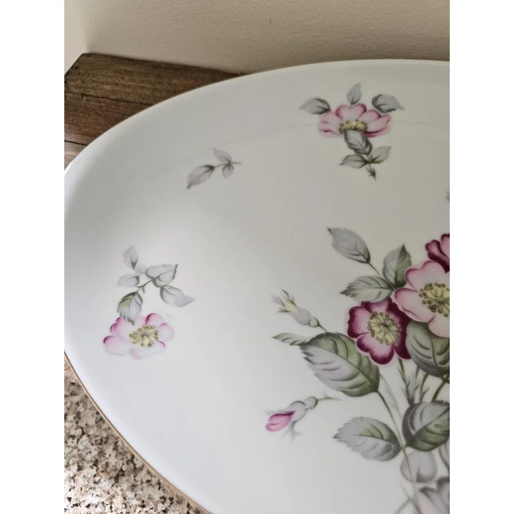 Harvan Fine China Oval Serving Platter Pattern Prim Rose 11.75 Inches